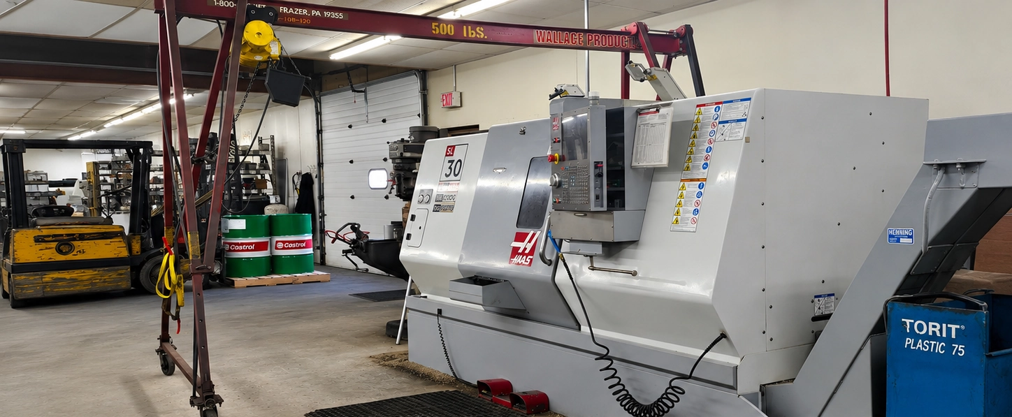 Haas SL-30T CNC lathe on the Damark Manufacturing shop floor in Lomira, WI