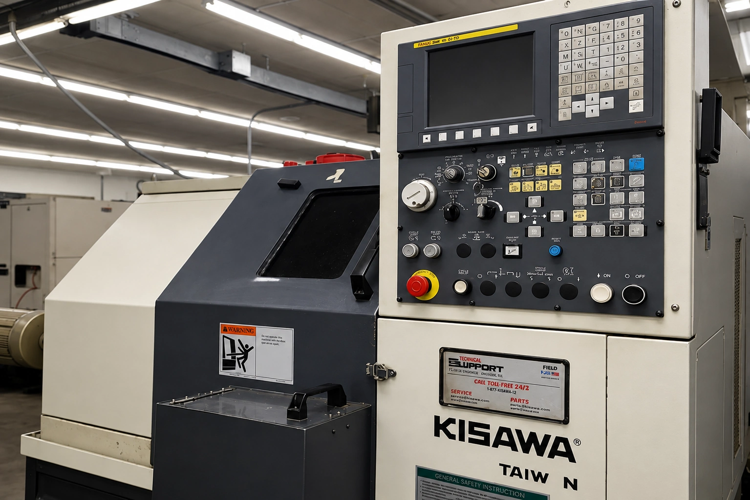 Takisawa NEX-105 CNC lathe running precision turning work at Damark Manufacturing